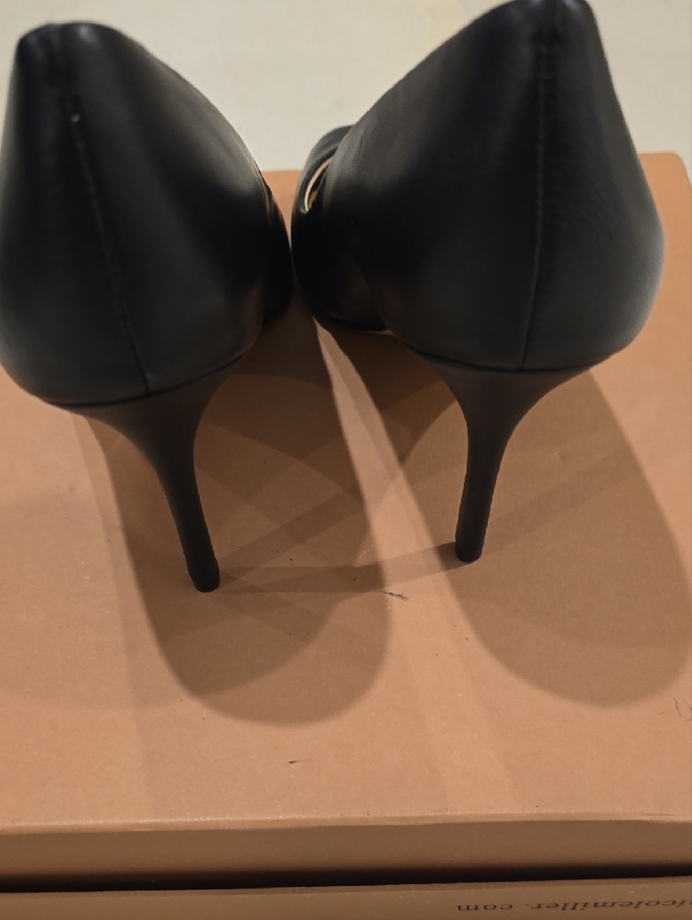 Enzo Angiolini Black Peep-Toe Leather Heels - Picture 4 of 12